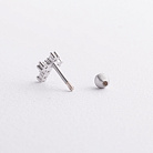 Одиночная серебряная серьга "Крестик" в хрящ ушка (фианиты) 40102с от ювелирного магазина Оникс - 1