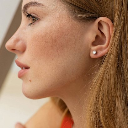 Серьги - пусеты с бриллиантами (белое золото) 331491121 №2