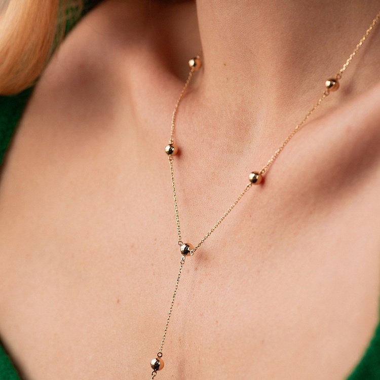 Кольє "Кульки" у жовтому золоті кол02507 від ювелірного магазину Онікс - 3