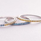 Золота каблучка з блакитними діамантами 226811121 от ювелирного магазина Оникс - 6