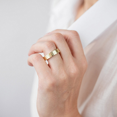 Каблучка "Love" у жовтому золоті к08425 №2