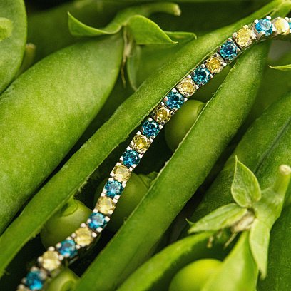 Серебряный браслет с голубыми и желтыми фианитами 890 №6