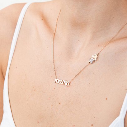 Золотое колье "Мама и девочка" (фианиты) кол00992 №2
