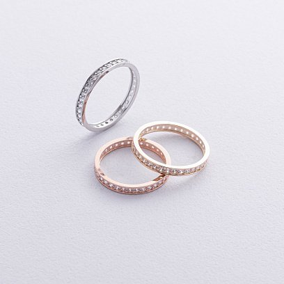 Кольцо с дорожкой фианитов (красное золото) к08014 №3