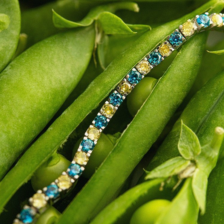 Серебряный браслет с голубыми и желтыми фианитами 890 от ювелирного магазина Оникс - 5