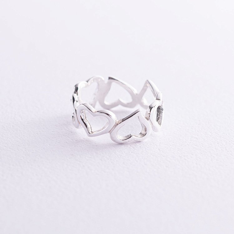 Срібна каблучка "Сердечка" 112532 від ювелірного магазину Онікс - 1