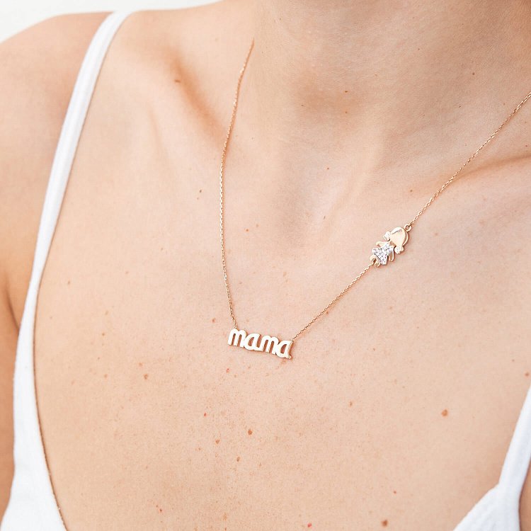 Золотое колье "Мама и девочка" (фианиты) кол00992 от ювелирного магазина Оникс - 1
