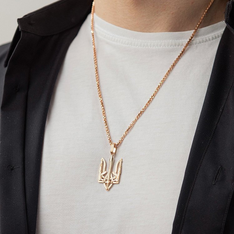 Подвеска "Герб Украины - Тризуб" в красном золоте п03721 от ювелирного магазина Оникс - 8