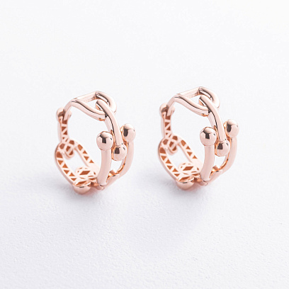 Сережки - кільця "Фантазія" в червоному золоті с09719