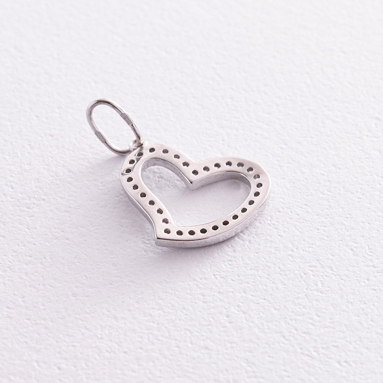 Срібна підвіска з фіанітами "Серце" 131640 від ювелірного магазину Онікс - 2