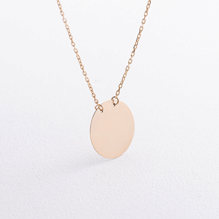 Колье "Монетка" в желтом золоте (возможна гравировка) кол02458 от ювелирного магазина Оникс