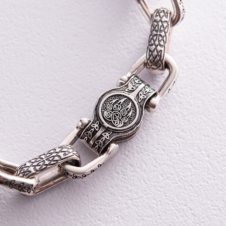 Чоловічий срібний ланцюжок "Вовки" з ебеновим деревом 812 від ювелірного магазину Онікс - 10