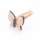 Золотое кольцо "Бабочка" с фианитами к06097 от ювелирного магазина Оникс - 1