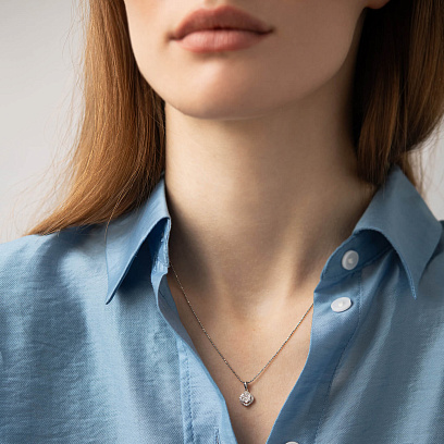 Золотая подвеска "Цветочек" c бриллиантами пб0064cha №2