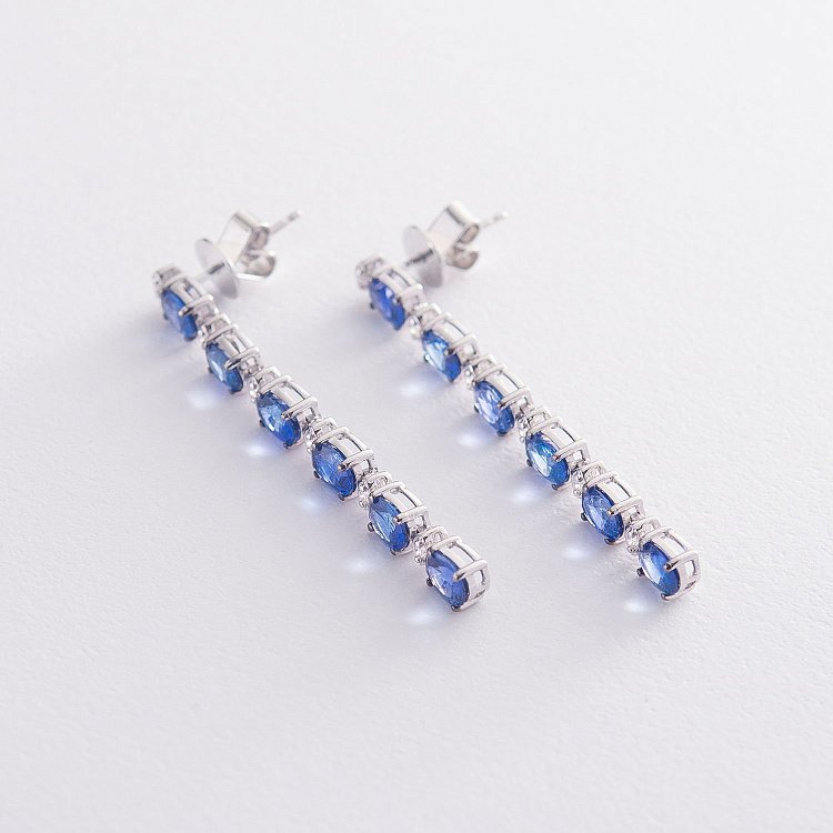 Золоті сережки (сапфір, діамант) сб0122dkn від ювелірного магазину Онікс