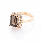 Золотое кольцо (дымчатый кварц, фианиты) к02120 от ювелирного магазина Оникс - 1