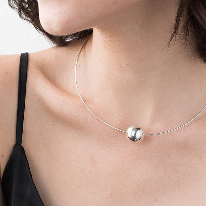 Срібне кольє з кулькою 18056 №7