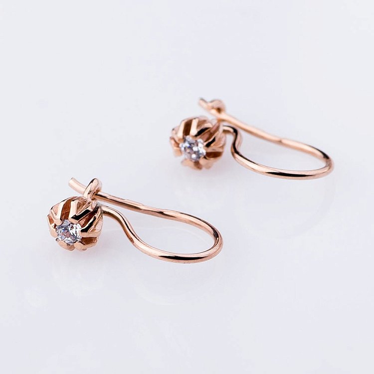 Золоті сережки (фіаніти) с04354 від ювелірного магазину Онікс