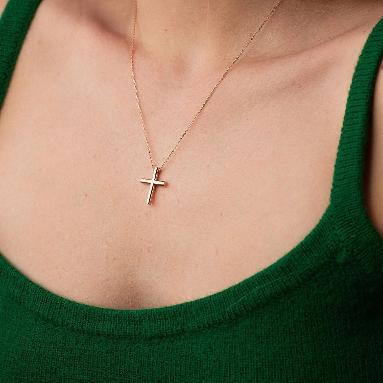 Кольє з хрестиком у червоному золоті кол02354 від ювелірного магазину Онікс - 1