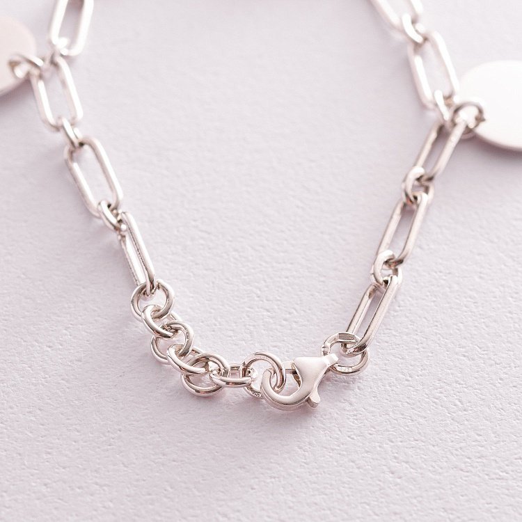 Срібний браслет "Ланцюжок з монетами" (можливе гравіювання) 141591 від ювелірного магазину Онікс - 4