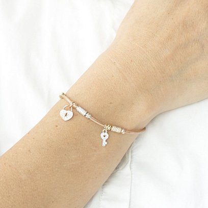 Золотий браслет "Сердечко з ключиком" (фіаніт) б04008 №4