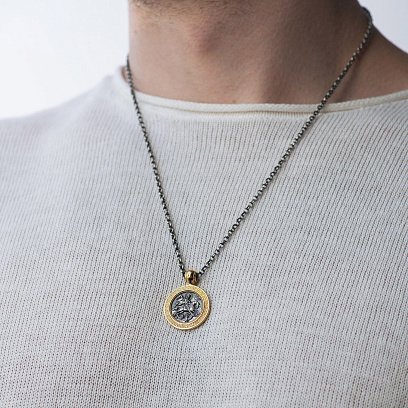 Срібна підвіска з позолотою "Чудо Св. Георгія про змія" 131742 №4