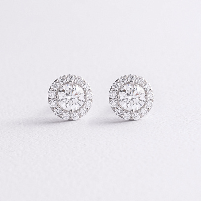 Золотые серьги - пусеты с бриллиантами 344681121 №2