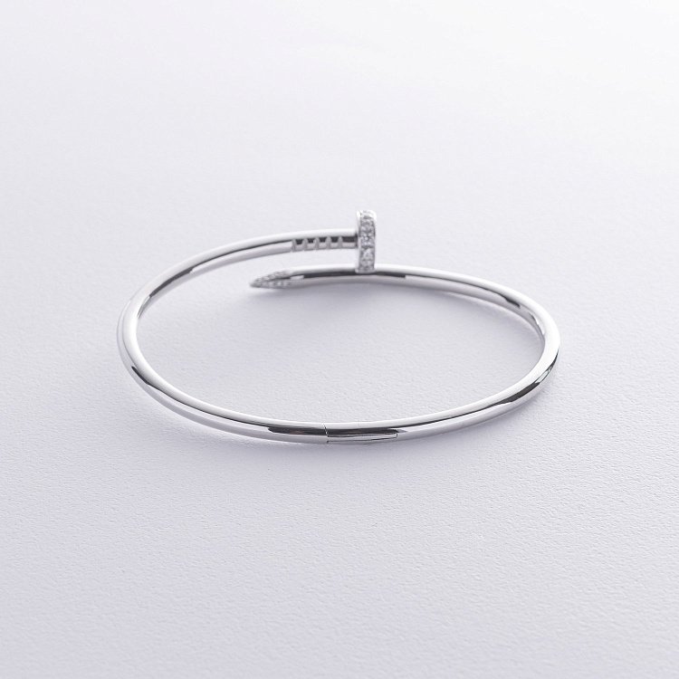 Жорсткий золотий браслет "Цвях" (діаманти) бб0039м - 4 Жорсткий золотий браслет "Цвях" (діаманти) бб0039м від ювелірного магазину Онікс - 4