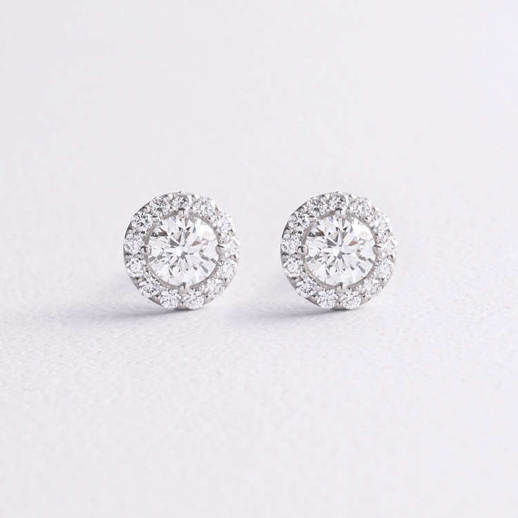 Золотые серьги - пусеты с бриллиантами 344681121 от ювелирного магазина Оникс - 1