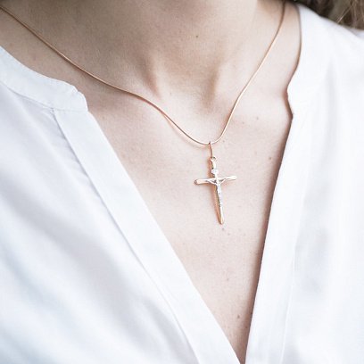 Золотой православный крестик п00663 №3