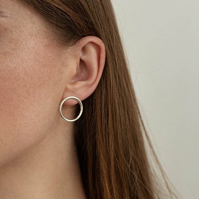 Сережки - пусети Великий кругообіг в сріблі 1.9 см 122547 №10