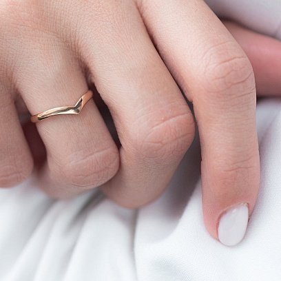 Кольцо "Минимализм" в красном золоте к06704 №2