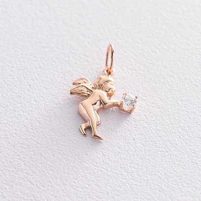 Золотая подвеска "Ангелочек" с фианитом п03528