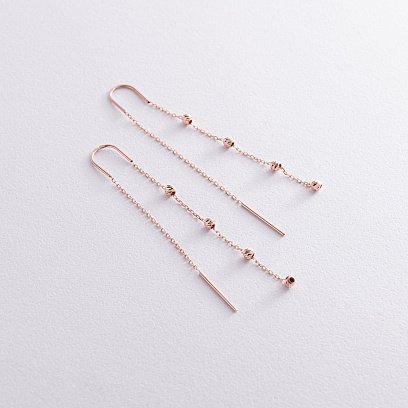 Золоті висячі сережки з кульками (протяжки) с06335