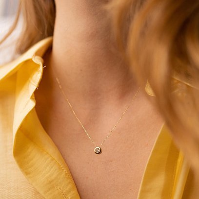 Жіноче кольє з жовтого золота (фіаніт) кол00600 №6