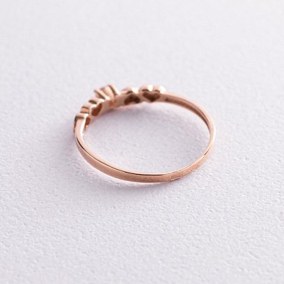 Золотое кольцо "Сердца" с фианитом к04993 №4