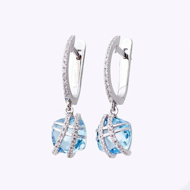 Золоті сережки з топазами і фіанітами t14052502 від ювелірного магазину Онікс