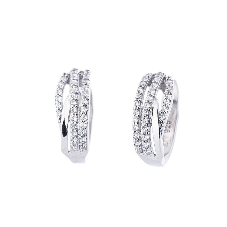 Серебряные серьги с фианитами (родий) 121217 от ювелирного магазина Оникс