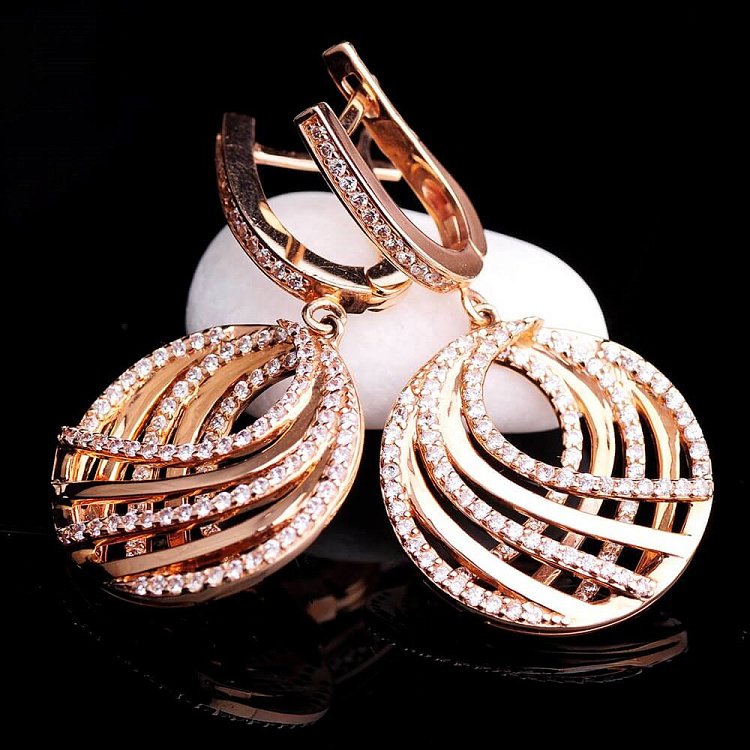 Золоті жіночі сережки з камінням с02257 від ювелірного магазину Онікс - 3