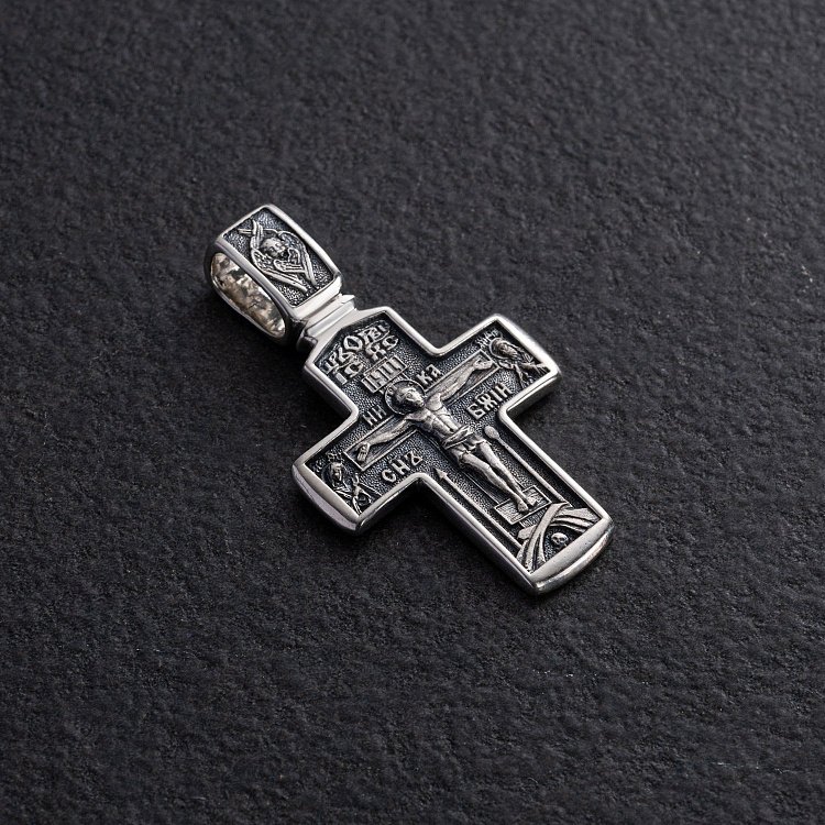 Срібний хрест "Розп'яття Христове. Деісус" (чорніння) 132991 від ювелірного магазину Онікс - 1