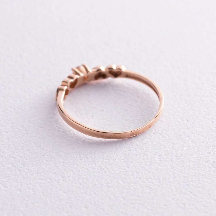 Золотое кольцо "Сердца" с фианитом к04993 от ювелирного магазина Оникс - 3