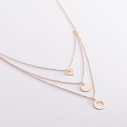 Колье "Сердце и круги" в желтом золоте кол01769