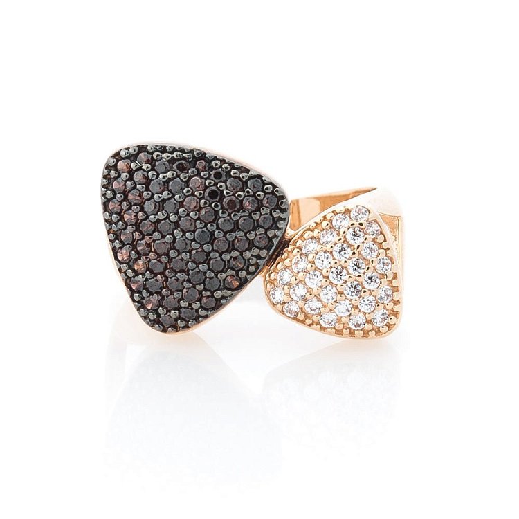 Золотое кольцо с фианитами к05536 от ювелирного магазина Оникс - 2