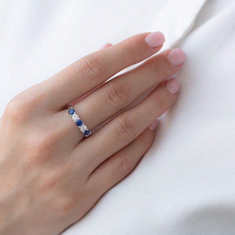 Золота каблучка (сапфір, діамант) кб0207mi від ювелірного магазину Онікс - 1