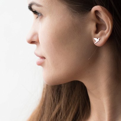 Золоті сережки-пусети "Літаючі пташки" с06408 №7