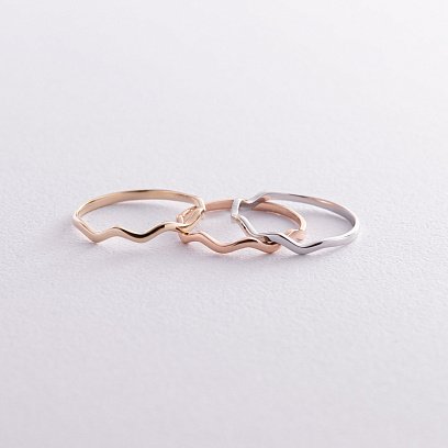 Каблучка "Хвиля" в білому золоті к06730 №3