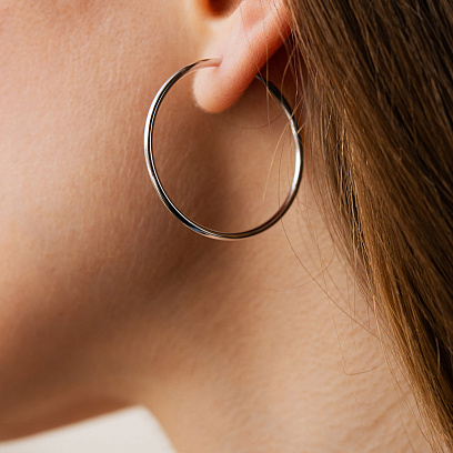 Сережки - кільця в білому золоті с09689 №6