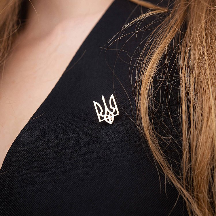 Золотая заколка "Герб Украины - Тризуб" зак00342 от ювелирного магазина Оникс - 3