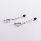 Серебряные серьги "Спички" (зеленые фианиты) 122930 от ювелирного магазина Оникс - 1
