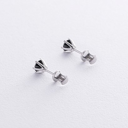 Серьги - пусеты с черными бриллиантами (белое золото) 336271121 №3